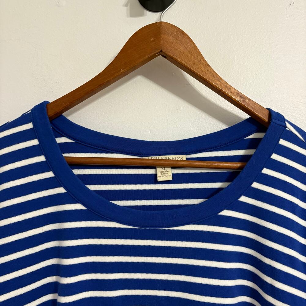 Appleseed's Women's XL Blue Striped Summer Dress Tassel Coastal Boho - Picture 2 of 7